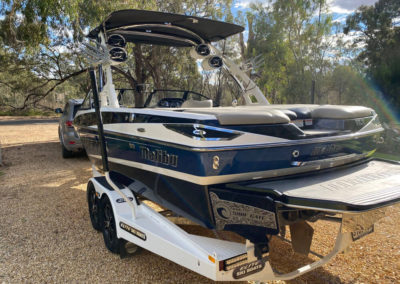 Detailing of luxury wake boat a 21ft Malibu Malibu 2014 Wakesetter VLX which includes an interior detail plus cut and polish of the hull and deck.
